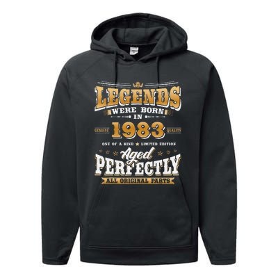 40th Birthday Gift Vintage Legends Born In 1983 40 Years Old Cute Performance Fleece Hoodie