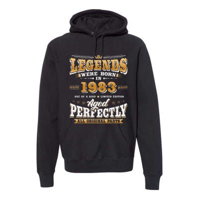 40th Birthday Gift Vintage Legends Born In 1983 40 Years Old Cute Premium Hoodie