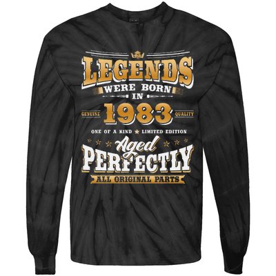 40th Birthday Gift Vintage Legends Born In 1983 40 Years Old Cute Tie-Dye Long Sleeve Shirt