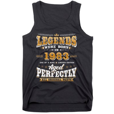 40th Birthday Gift Vintage Legends Born In 1983 40 Years Old Cute Tank Top