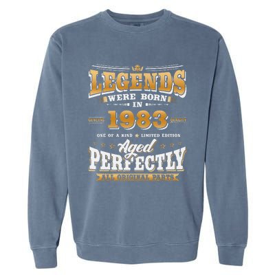 40th Birthday Gift Vintage Legends Born In 1983 40 Years Old Cute Garment-Dyed Sweatshirt