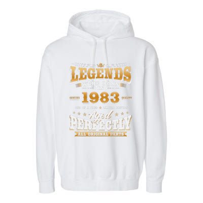 40th Birthday Gift Vintage Legends Born In 1983 40 Years Old Cute Garment-Dyed Fleece Hoodie