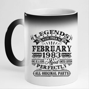 40th Birthday Gift Legends Born In February 1983 40 Year Old 11oz Black Color Changing Mug