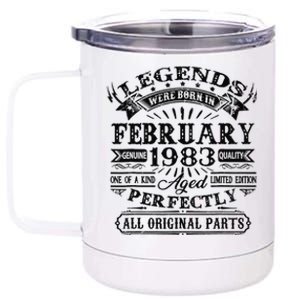 40th Birthday Gift Legends Born In February 1983 40 Year Old 12 oz Stainless Steel Tumbler Cup