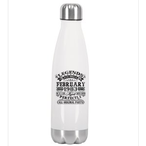 40th Birthday Gift Legends Born In February 1983 40 Year Old Stainless Steel Insulated Water Bottle