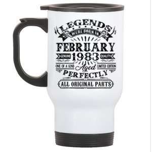 40th Birthday Gift Legends Born In February 1983 40 Year Old Stainless Steel Travel Mug