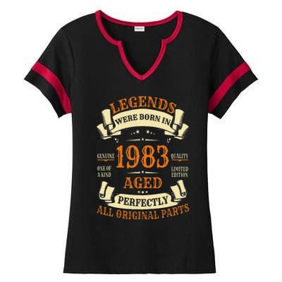 40th Birthday Gift Vintage Legends Born In 1983 40 Years Old Ladies Halftime Notch Neck Tee