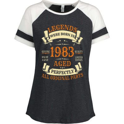 40th Birthday Gift Vintage Legends Born In 1983 40 Years Old Enza Ladies Jersey Colorblock Tee