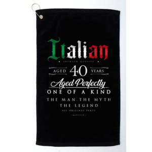 40th Birthday Gift Italian Age 40 years old born in Italy Platinum Collection Golf Towel