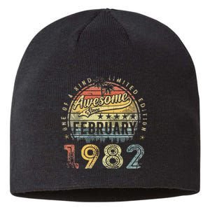 41st Birthday Gift Awesome Since February 1982 41 Year Old Sustainable Beanie