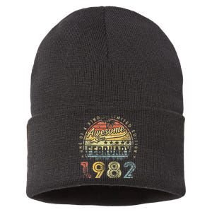 41st Birthday Gift Awesome Since February 1982 41 Year Old Sustainable Knit Beanie