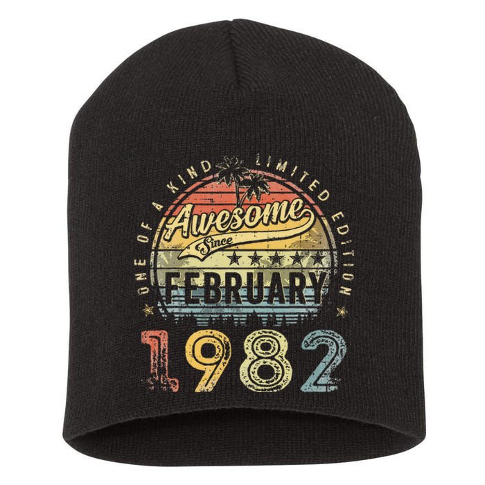 41st Birthday Gift Awesome Since February 1982 41 Year Old Short Acrylic Beanie