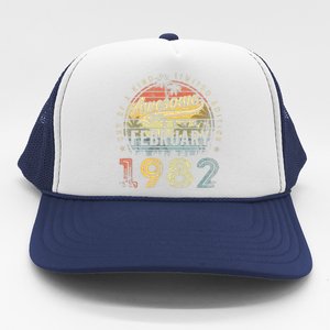 41st Birthday Gift Awesome Since February 1982 41 Year Old Trucker Hat