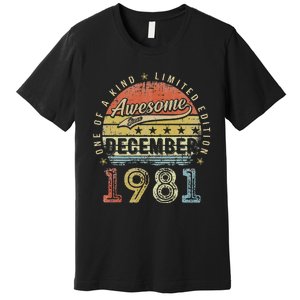 41th Birthday Gift Awesome Since December 1981 41 Year Old Premium T-Shirt