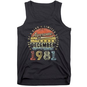 41th Birthday Gift Awesome Since December 1981 41 Year Old Tank Top