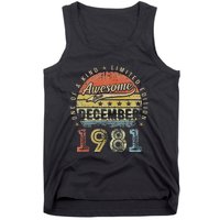 41th Birthday Gift Awesome Since December 1981 41 Year Old Tank Top