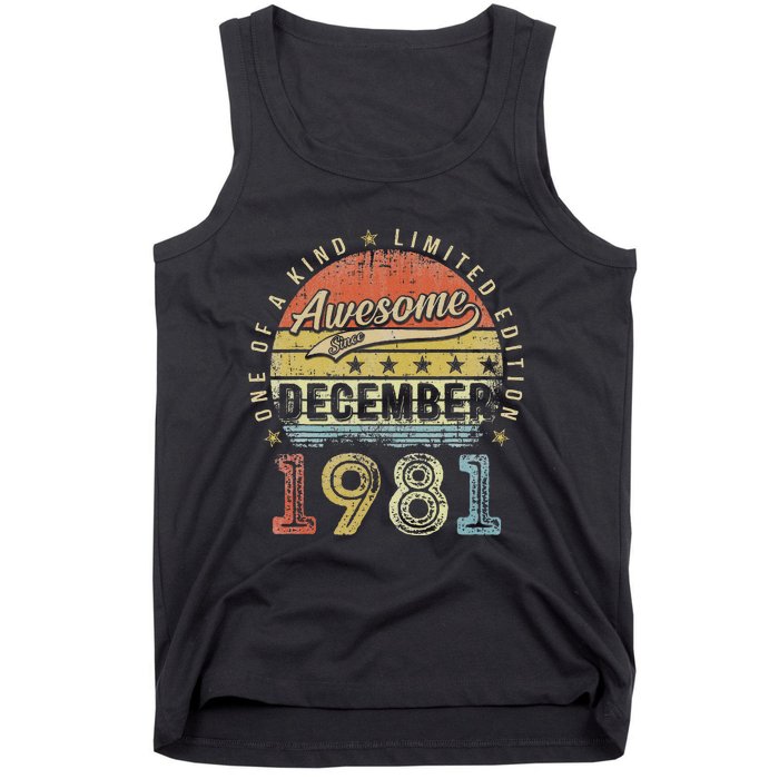 41th Birthday Gift Awesome Since December 1981 41 Year Old Tank Top