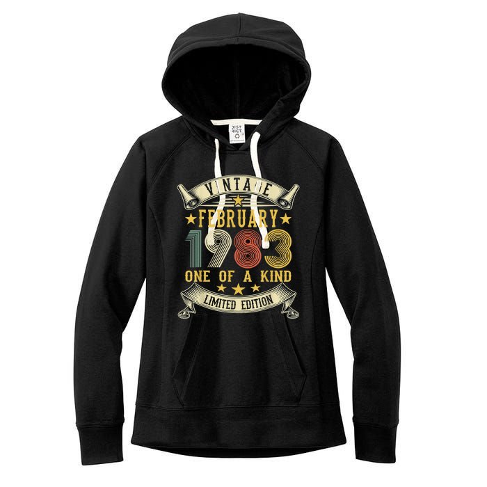 40th Birthday Gift Vintage February 1983 Limited Edition Women's Fleece Hoodie