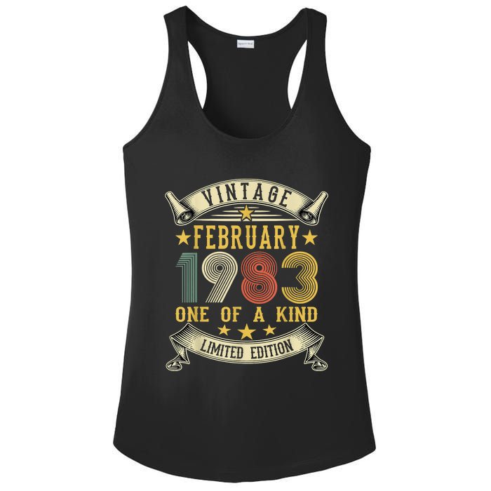 40th Birthday Gift Vintage February 1983 Limited Edition Ladies PosiCharge Competitor Racerback Tank