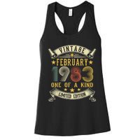 40th Birthday Gift Vintage February 1983 Limited Edition Women's Racerback Tank