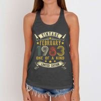 40th Birthday Gift Vintage February 1983 Limited Edition Women's Knotted Racerback Tank