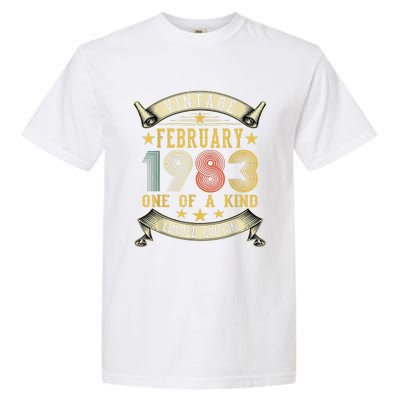 40th Birthday Gift Vintage February 1983 Limited Edition Garment-Dyed Heavyweight T-Shirt