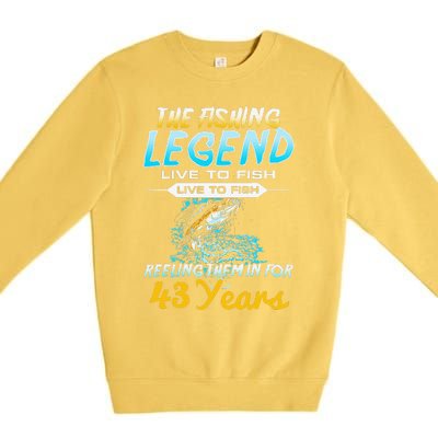 43rd Birthday Gift The Fishing Legend 43 Years Fisherman Premium Crewneck Sweatshirt