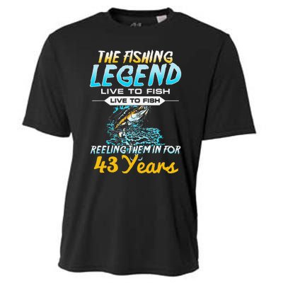 43rd Birthday Gift The Fishing Legend 43 Years Fisherman Cooling Performance Crew T-Shirt