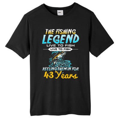 43rd Birthday Gift The Fishing Legend 43 Years Fisherman Tall Fusion ChromaSoft Performance T-Shirt