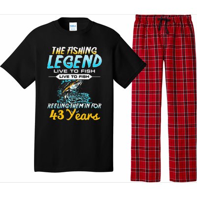 43rd Birthday Gift The Fishing Legend 43 Years Fisherman Pajama Set