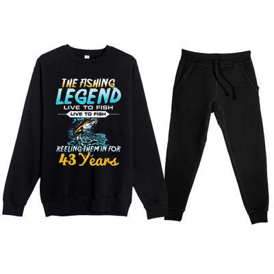 43rd Birthday Gift The Fishing Legend 43 Years Fisherman Premium Crewneck Sweatsuit Set