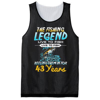 43rd Birthday Gift The Fishing Legend 43 Years Fisherman Mesh Reversible Basketball Jersey Tank