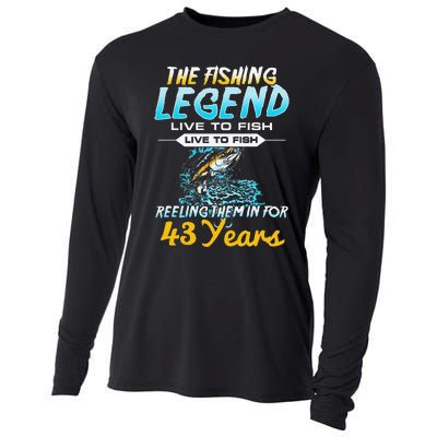 43rd Birthday Gift The Fishing Legend 43 Years Fisherman Cooling Performance Long Sleeve Crew