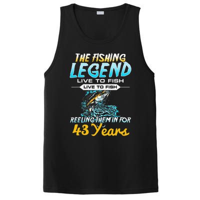 43rd Birthday Gift The Fishing Legend 43 Years Fisherman PosiCharge Competitor Tank