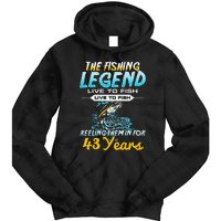 43rd Birthday Gift The Fishing Legend 43 Years Fisherman Tie Dye Hoodie