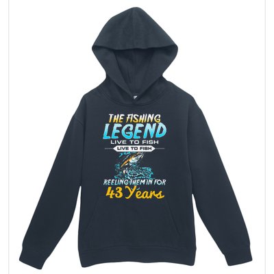 43rd Birthday Gift The Fishing Legend 43 Years Fisherman Urban Pullover Hoodie