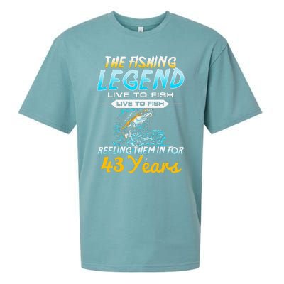 43rd Birthday Gift The Fishing Legend 43 Years Fisherman Sueded Cloud Jersey T-Shirt