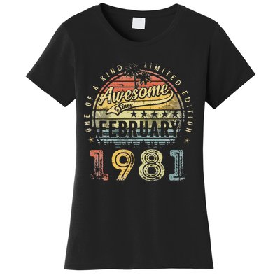 42nd Birthday Gift Awesome Since February 1981 42 Year Old Women's T-Shirt