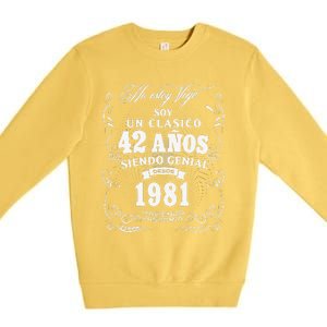 42nd Birthday Gift For In Spanish Regalo Cumpleanos 42 Premium Crewneck Sweatshirt