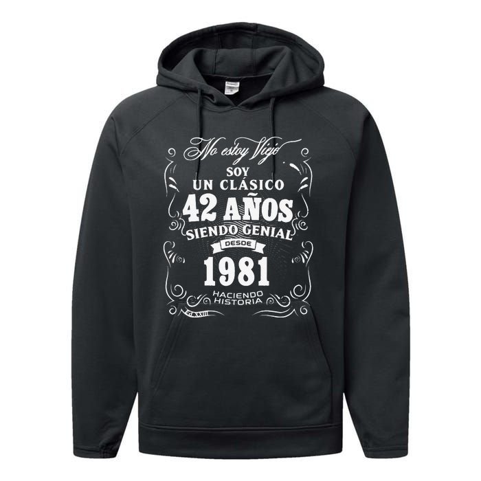 42nd Birthday Gift For In Spanish Regalo Cumpleanos 42 Performance Fleece Hoodie