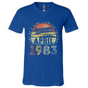 40th Birthday Gift Awesome Since April 1983 V-Neck T-Shirt