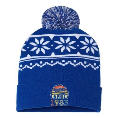 40th Birthday Gift Awesome Since April 1983 USA-Made Snowflake Beanie