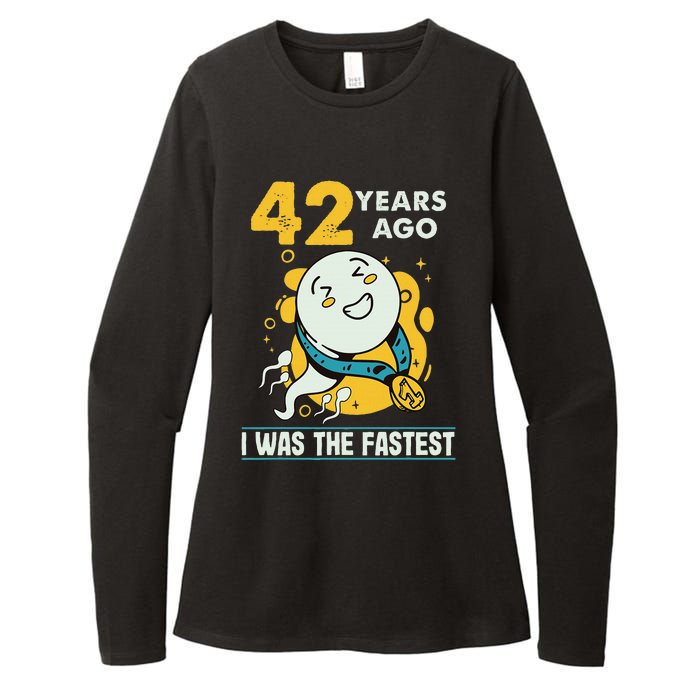 42nd Birthday Humor 42 Years Ago I Was The Fastest Womens CVC Long Sleeve Shirt