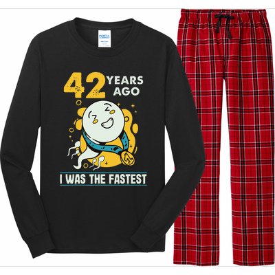 42nd Birthday Humor 42 Years Ago I Was The Fastest Long Sleeve Pajama Set