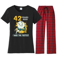 42nd Birthday Humor 42 Years Ago I Was The Fastest Women's Flannel Pajama Set