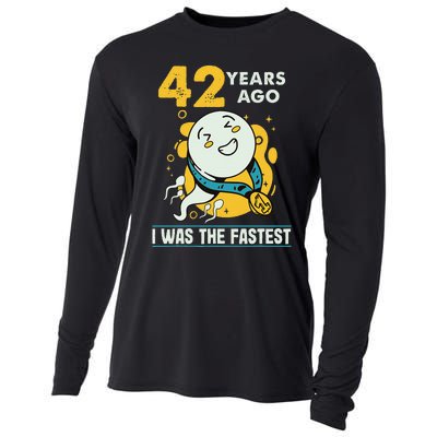 42nd Birthday Humor 42 Years Ago I Was The Fastest Cooling Performance Long Sleeve Crew