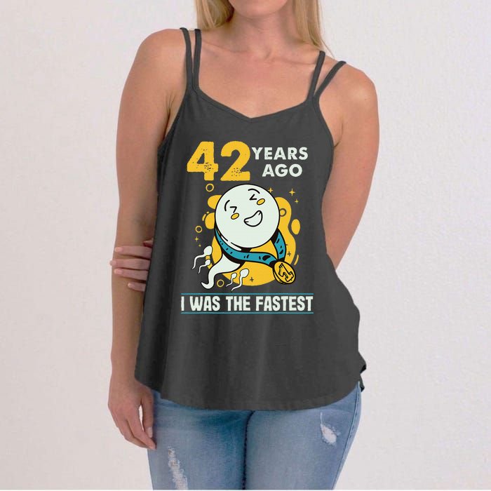 42nd Birthday Humor 42 Years Ago I Was The Fastest Women's Strappy Tank