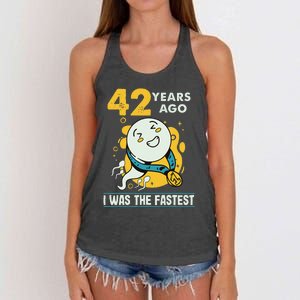 42nd Birthday Humor 42 Years Ago I Was The Fastest Women's Knotted Racerback Tank