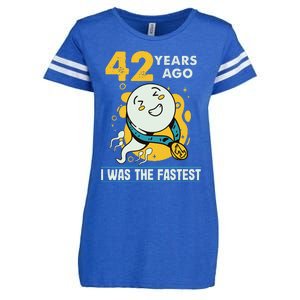 42nd Birthday Humor 42 Years Ago I Was The Fastest Enza Ladies Jersey Football T-Shirt