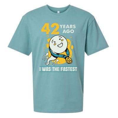 42nd Birthday Humor 42 Years Ago I Was The Fastest Sueded Cloud Jersey T-Shirt